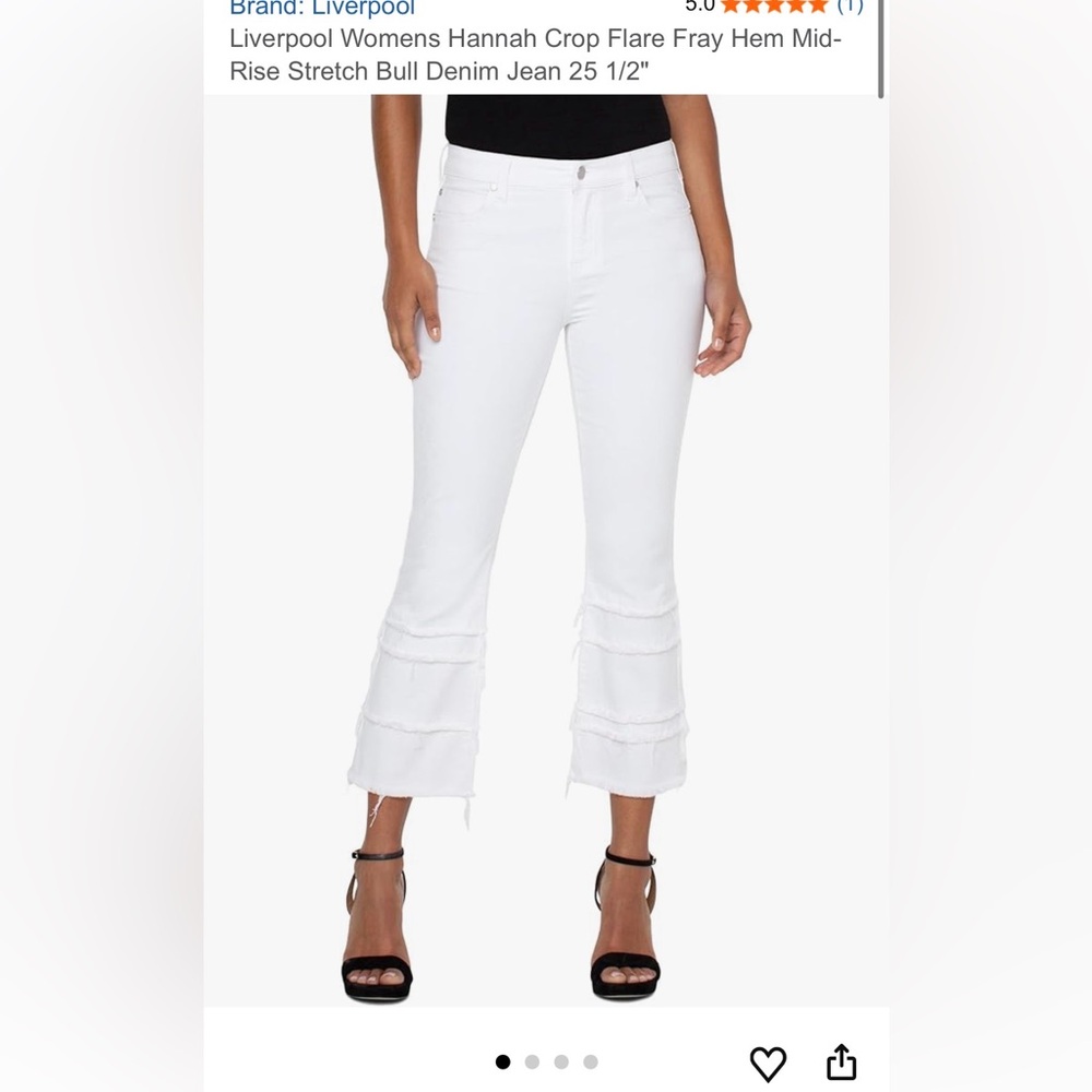 Liverpool Hannah Crop Flare Frayed Tiered Jeans- size 12